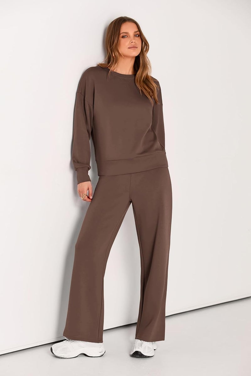 PRETTYGARDEN Store Womens 2 Piece Outfits 2026 Fall Long Sleeve Sweatshirt Wide Leg Pants Lounge Sets Winter Sweatsuits Tracksuit - Image 1